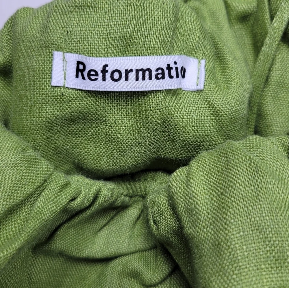 Reformation Ruskin Green Linen Crop Top XS Cottagecore Tank